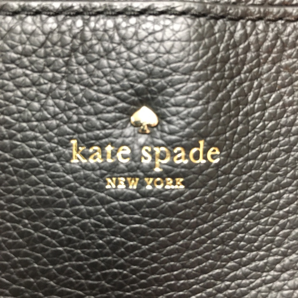 Kate Spade Cow Leather Zipper Backpack Black Gold Classic Preppy - Picture 2 of 15